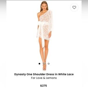 For Love & Lemons Dynasty One Shoulder Dress in White Lace